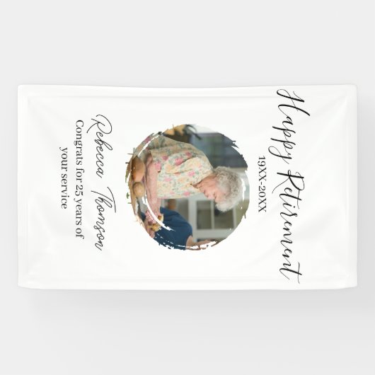 Happy retirement year name circle photo retired banner (Horizontal)