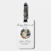 Happy retirement year name circle photo retired gepäckanhänger (Rückseite vertikal)