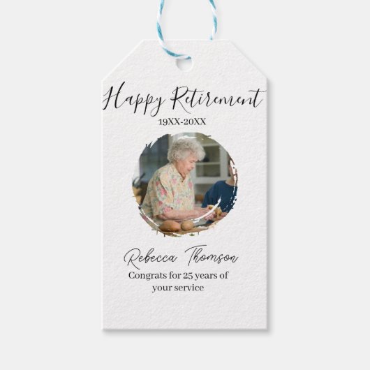 Happy retirement year name circle photo retired geschenkanhänger (Vorderseite)