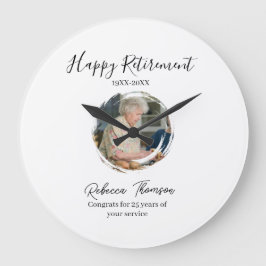 Happy retirement year name circle photo retired große wanduhr