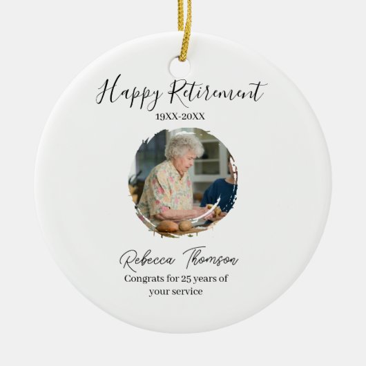 Happy retirement year name circle photo retired keramik ornament (Vorne)