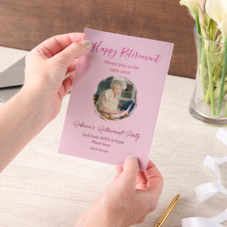 Happy retirement year name circle photo retired pergament einladungen