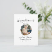 Happy retirement year name circle photo retired postkarte (Stehend Vorderseite)