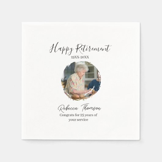 Happy retirement year name circle photo retired serviette (Vorderseite)