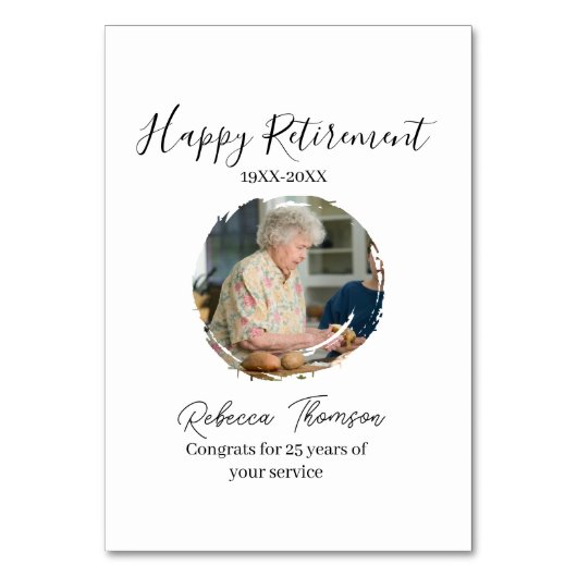 Happy retirement year name circle photo retired tischnummer (Vorderseite)