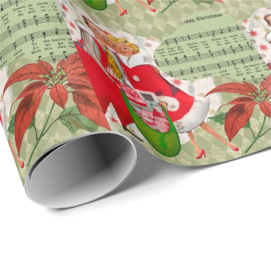 Happy Retro 1950er Weihnachtskuh Geschenkpapier (Rolleneckpunkt)