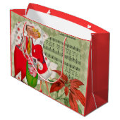 Happy Retro 1950er Weihnachtskuh Große Geschenktüte (Rückseite Schrägansicht)
