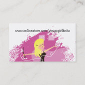 Happy Retro Blondine Stricknadeln Visitenkarte (Rückseite)