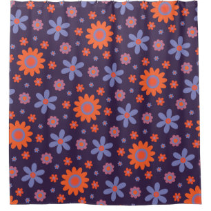 Happy Retro Blume Niedlich 70er Hippie Daisy Patte Duschvorhang