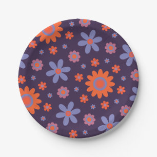 Happy Retro Blume Niedlich 70er Hippie Daisy Patte Pappteller