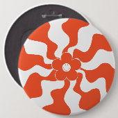 Happy Retro Daisy in Orange und White Button (Vorne & Hinten)
