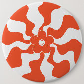 Happy Retro Daisy in Orange und White Button (Vorderseite)