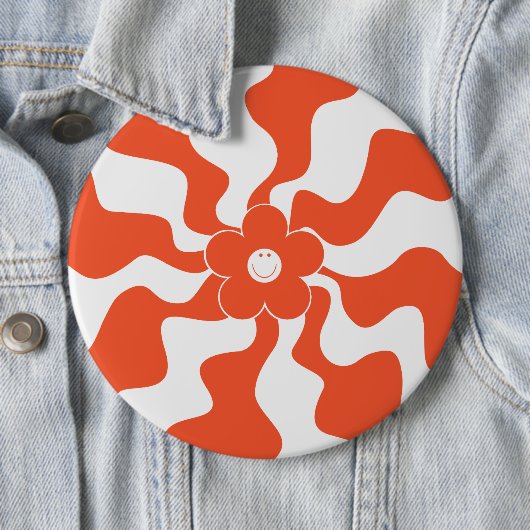 Happy Retro Daisy in Orange und White Button (Beispiel)