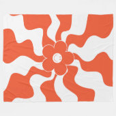 Happy Retro Daisy in Orange und White Fleecedecke (Vorderseite (Horizontal))