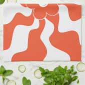Happy Retro Daisy in Orange und White Geschirrtuch (Gefaltet)