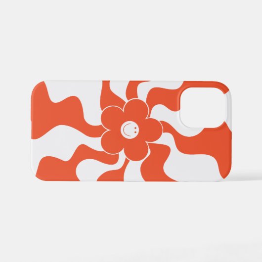 Happy Retro Daisy in Orange und White iPhone Hülle (Rückseite (Horizontal))