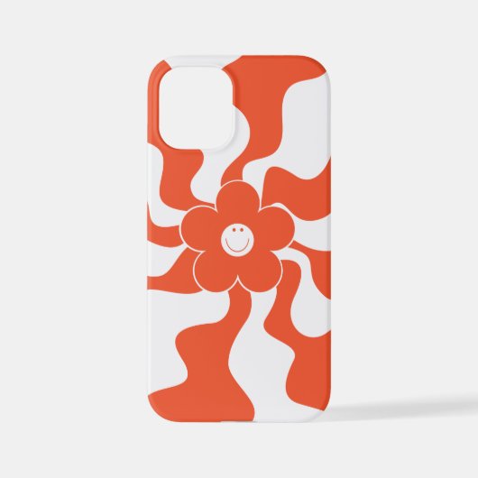 Happy Retro Daisy in Orange und White iPhone Hülle (Rückseite)