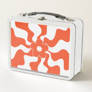 Happy Retro Daisy in Orange und White Metall Brotdose