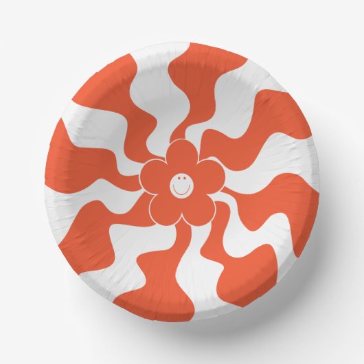 Happy Retro Daisy in Orange und White Pappteller (Vorderseite)