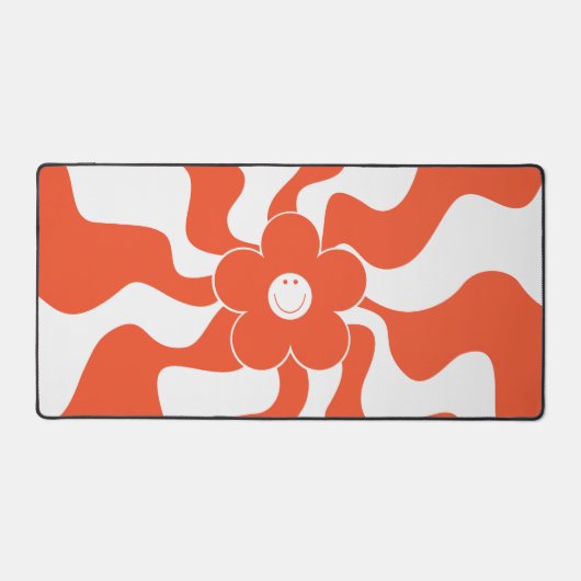 Happy Retro Daisy in Orange und White Schreibtischunterlage (Vorderseite)