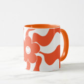 Happy Retro Daisy in Orange und White Tasse (VorderseiteRechts)