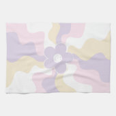 Happy Retro Daisy - Pastellrosa, Gelb und Lila Geschirrtuch (Horizontal)