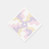 Happy Retro Daisy - Pastellrosa, Gelb und Lila Serviette (Ecke)