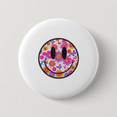 Happy Retro Daisy Smile Face Preppy Aesthetic Men Button (Vorderseite)