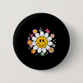 Happy Retro Daisy Smile Face Preppy Aesthetic Men  Button (Vorderseite)