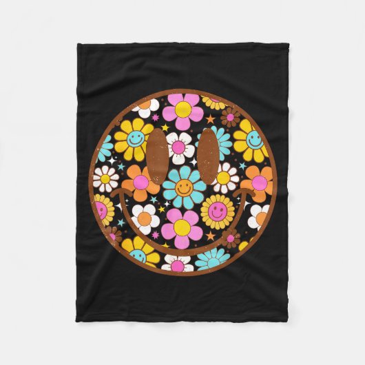 Happy Retro Daisy Smile Face Preppy Aesthetic Men  Fleecedecke (Vorderseite)