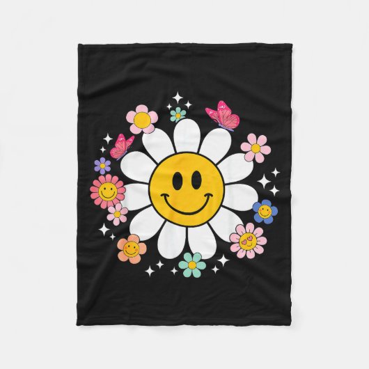 Happy Retro Daisy Smile Face Preppy Aesthetic Men Fleecedecke (Vorderseite)