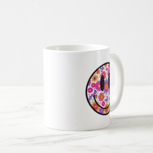 Happy Retro Daisy Smile Face Preppy Aesthetic Men Kaffeetasse (VorderseiteRechts)