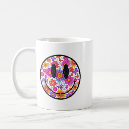 Happy Retro Daisy Smile Face Preppy Aesthetic Men  Kaffeetasse (Links)