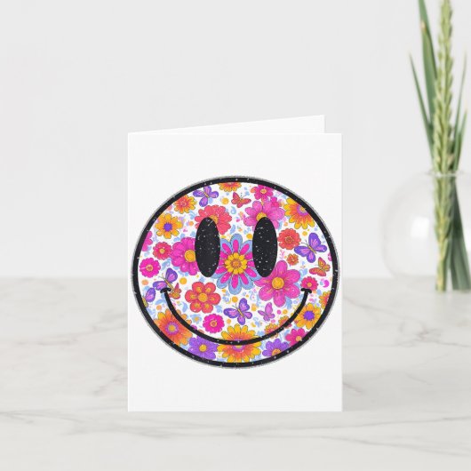 Happy Retro Daisy Smile Face Preppy Aesthetic Men  Karte (Vorderseite)