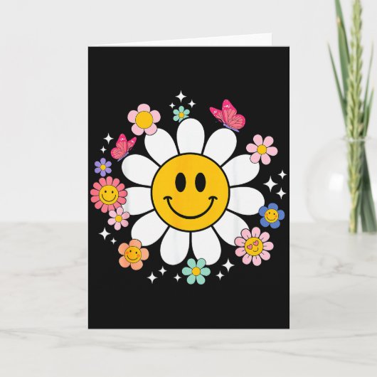 Happy Retro Daisy Smile Face Preppy Aesthetic Men Karte (Vorderseite)