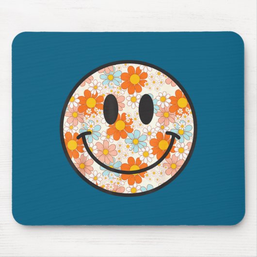 Happy Retro Daisy Smile Face Preppy Aesthetic Men  Mousepad (Vorne)