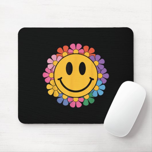 Happy Retro Daisy Smile Face Preppy Aesthetic Men Mousepad (Mit Mouse)
