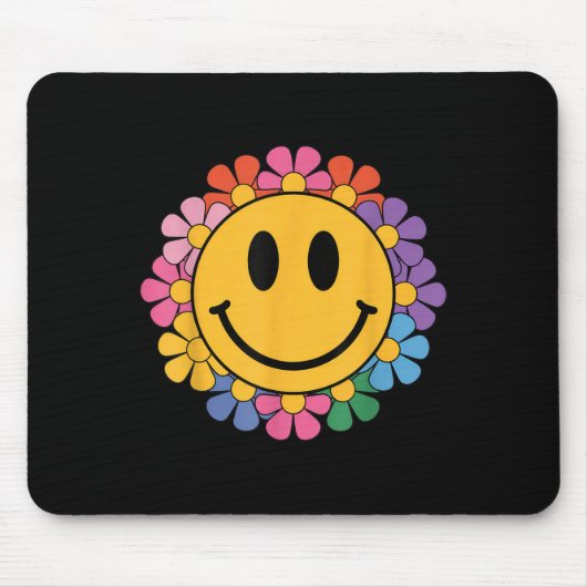 Happy Retro Daisy Smile Face Preppy Aesthetic Men Mousepad (Vorne)
