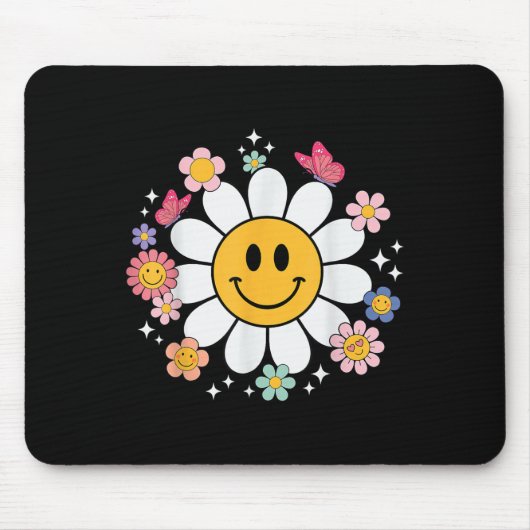 Happy Retro Daisy Smile Face Preppy Aesthetic Men Mousepad (Vorne)