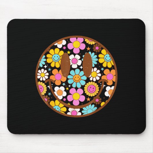 Happy Retro Daisy Smile Face Preppy Aesthetic Men Mousepad (Vorne)