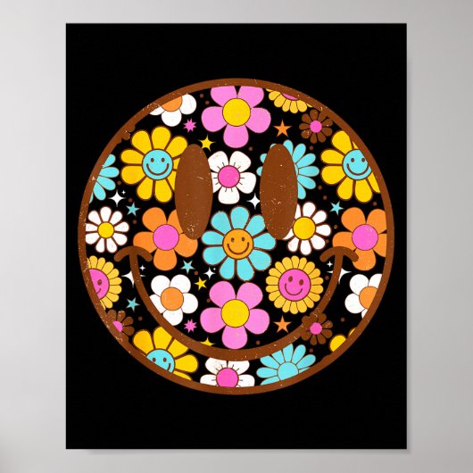Happy Retro Daisy Smile Face Preppy Aesthetic Men  Poster (Vorne)