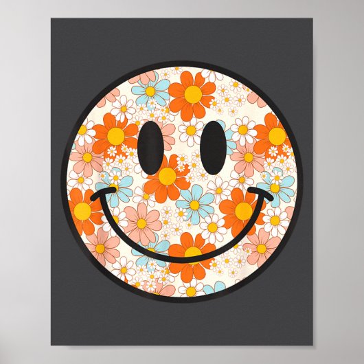 Happy Retro Daisy Smile Face Preppy Aesthetic Men  Poster (Vorne)