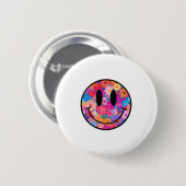Happy Retro Daisy Smile Face Preppy Ästhetik Männe Button (Vorne & Hinten)