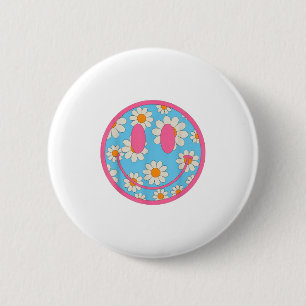 Happy Retro Daisy Smile Face Preppy Ästhetik Männe Button