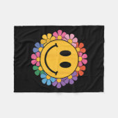 Happy Retro Daisy Smile Face Preppy Ästhetik Männe Fleecedecke (Vorderseite (Horizontal))