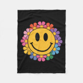 Happy Retro Daisy Smile Face Preppy Ästhetik Männe Fleecedecke (Vorderseite)