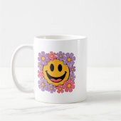 Happy Retro Daisy Smile Face Preppy Ästhetik Männe Kaffeetasse (Links)