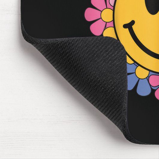 Happy Retro Daisy Smile Face Preppy Ästhetik Männe Mousepad (Ecke)