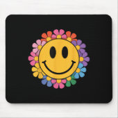 Happy Retro Daisy Smile Face Preppy Ästhetik Männe Mousepad (Vorne)