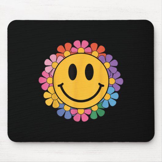 Happy Retro Daisy Smile Face Preppy Ästhetik Männe Mousepad (Vorne)